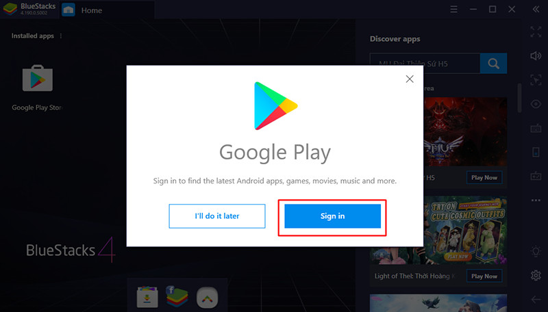 Đăng nhập Google Play