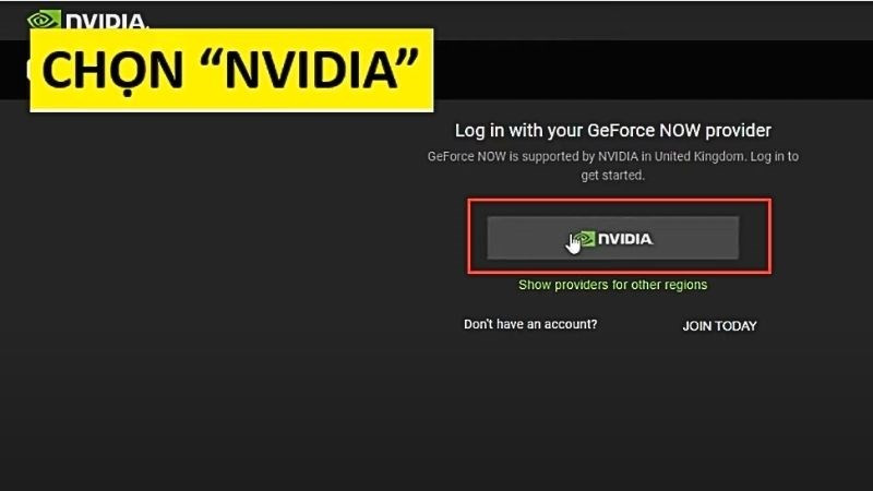 Đăng nhập NVIDIA Geforce NOW