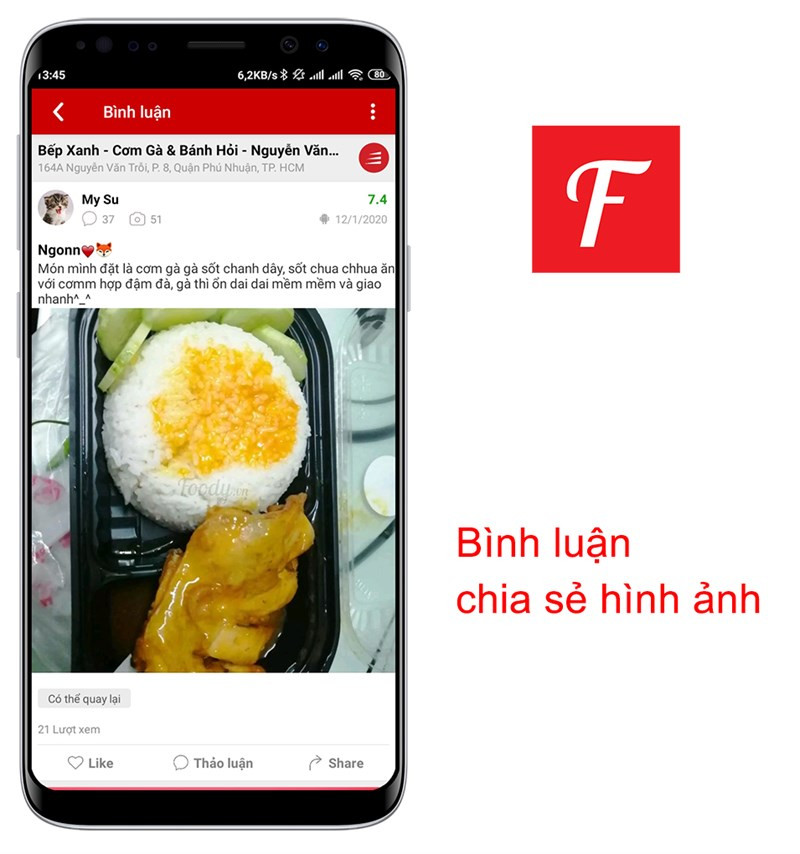 Đánh giá và bình luận trên Foody