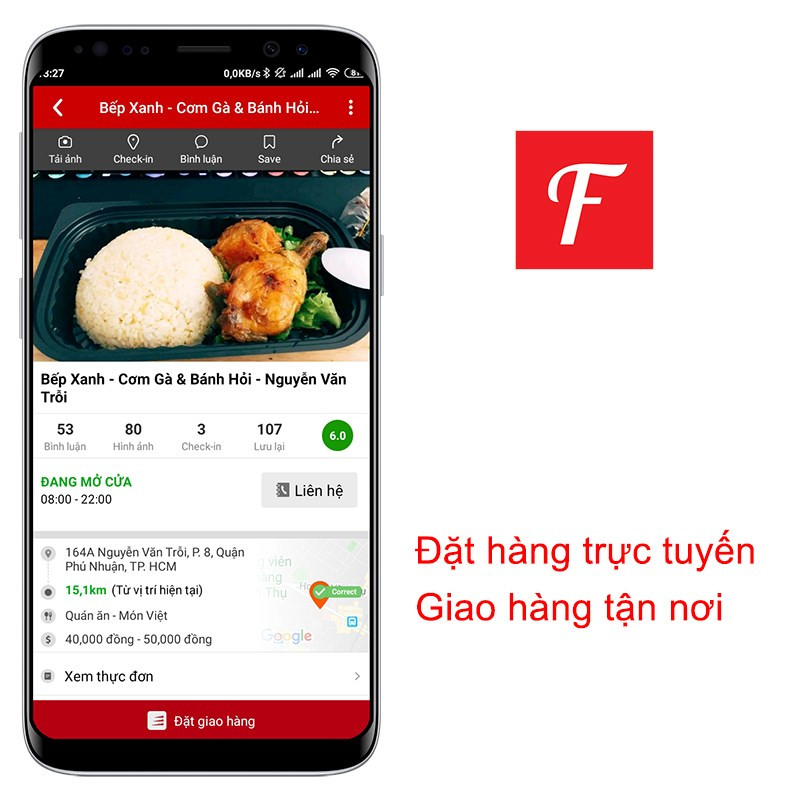 Đặt món ăn trên Foody