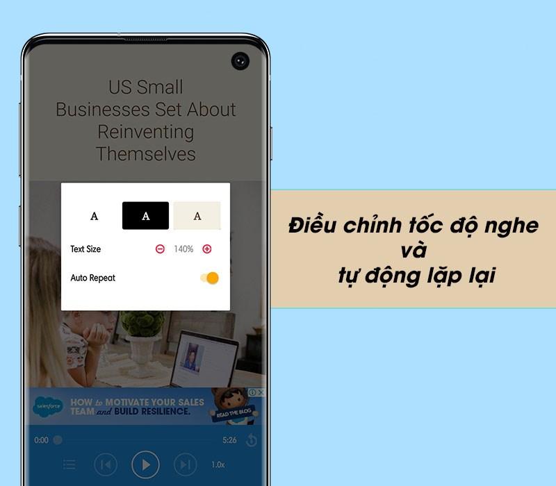 Điều chỉnh tốc độ nghe và tự động lặp lại