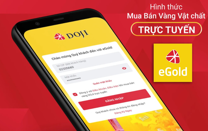 eGold Ứng dụng mua b&aacute;n v&agrave;ng DOJI trực tuyến