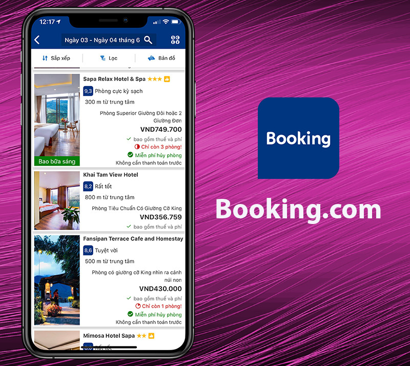 Giao diện Booking.com