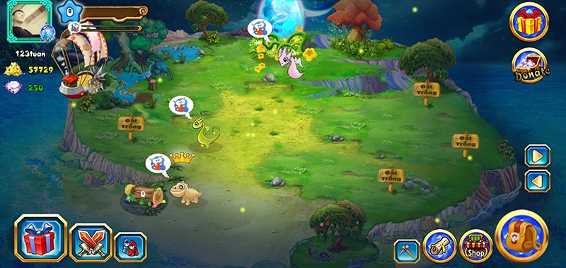 Giao diện chính của game Đảo Rồng