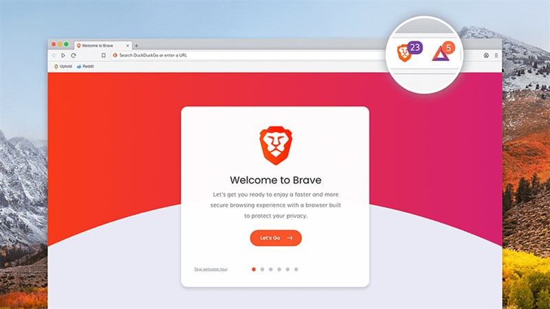 Giao diện của trình duyệt Brave