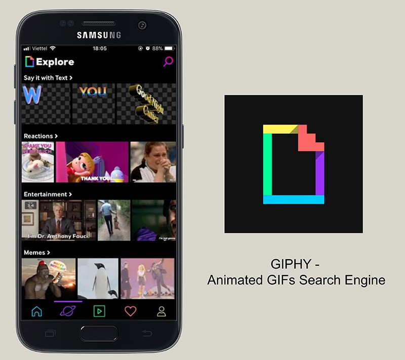 Giao diện ứng dụng GIPHY