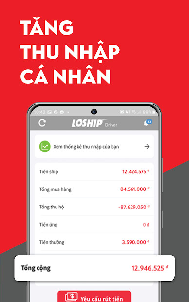 Giao diện ứng dụng Loship - Chiến Binh