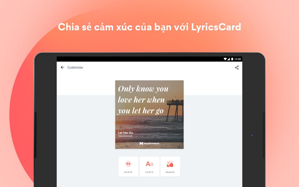 Hiển thị lời bài hát trên Musixmatch