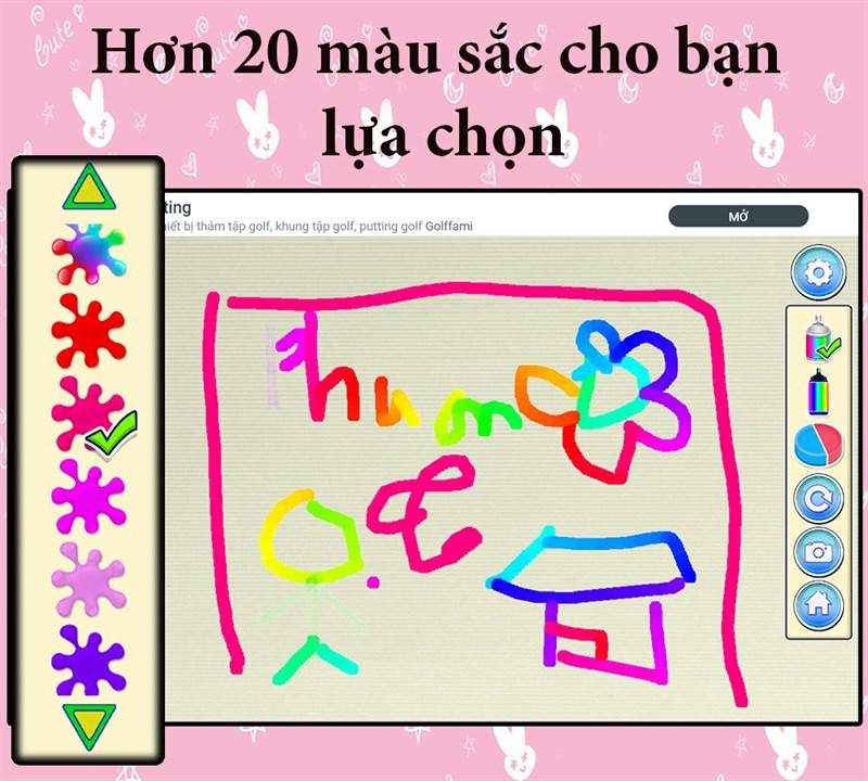 hơn 20 màu sắc để vẽ