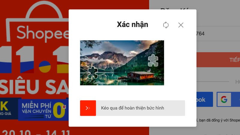 Kéo hình ảnh xác nhận