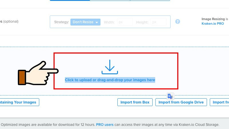Kraken.io tải ảnh lên