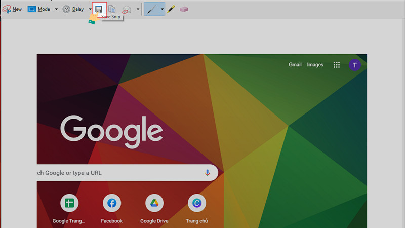 Lưu ảnh trong Snipping Tool