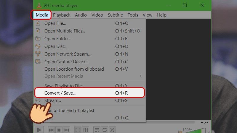 Mở VLC và chọn Convert/Save
