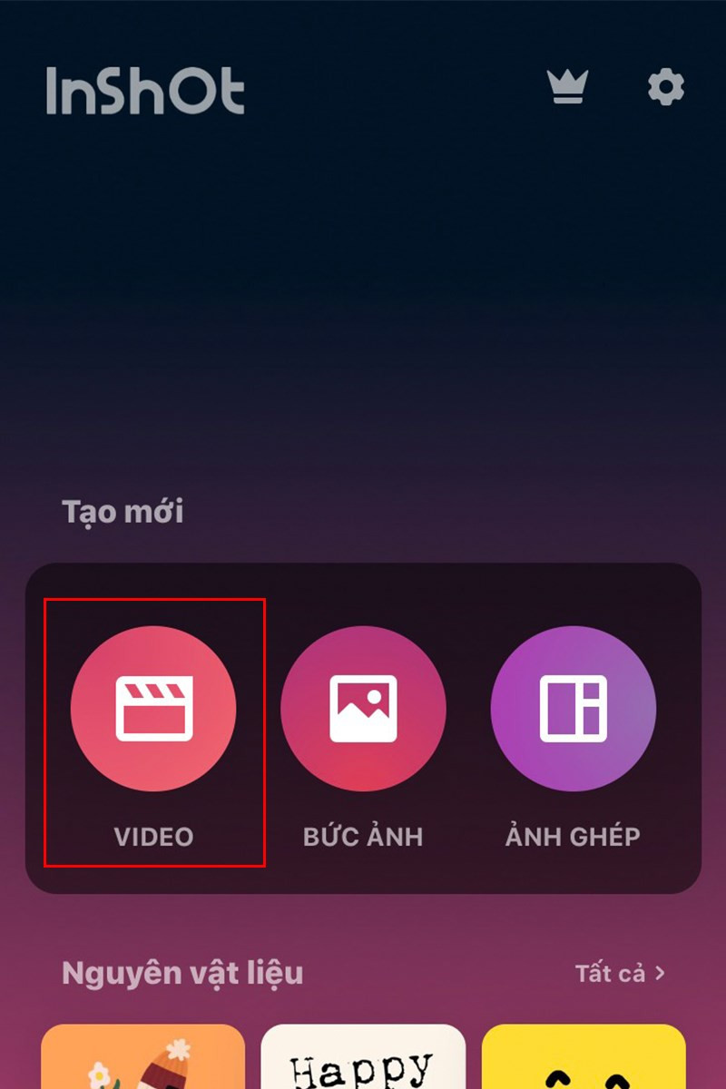 Nhấn chọn vào mục Video