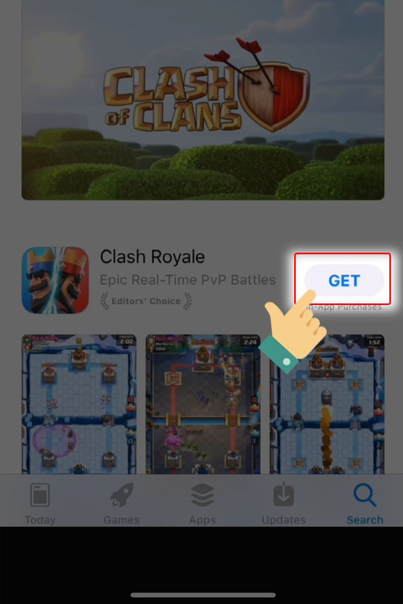 Nhấn Get để tải Clash Royale