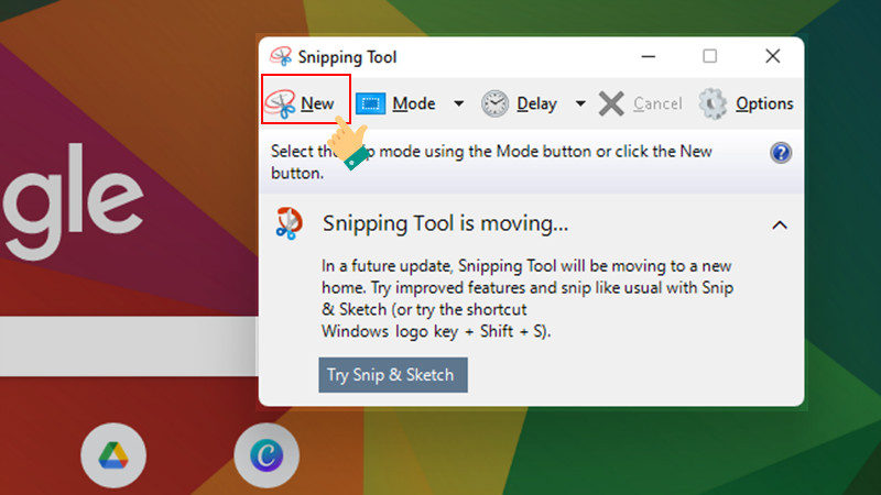 Nhấn New trong Snipping Tool