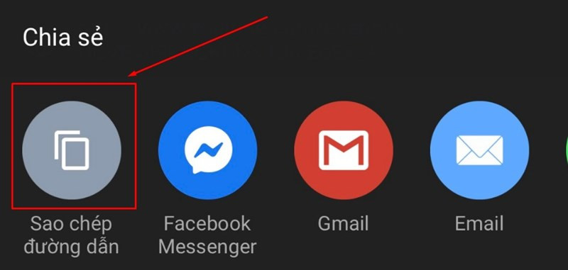 Nhấn Sao chép đường dẫn