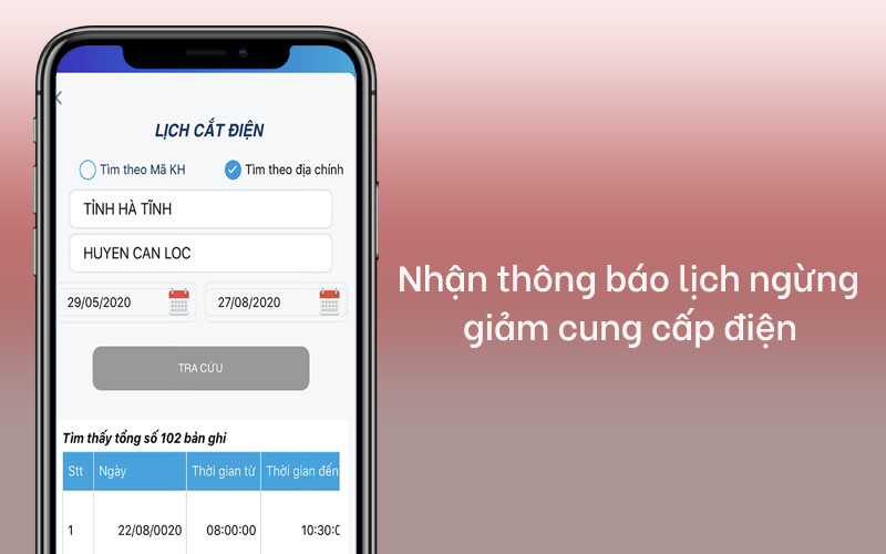 Nhận th&ocirc;ng b&aacute;o lịch ngừng giảm cung cấp điện