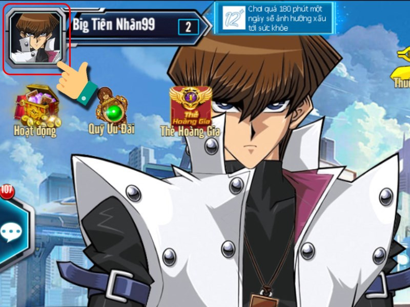 Nhấn vào avatar trong game Yugi H5