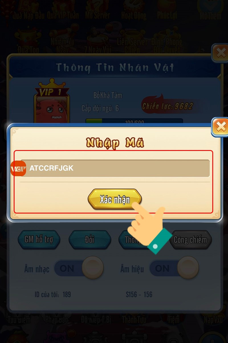 Nhập code bạn có