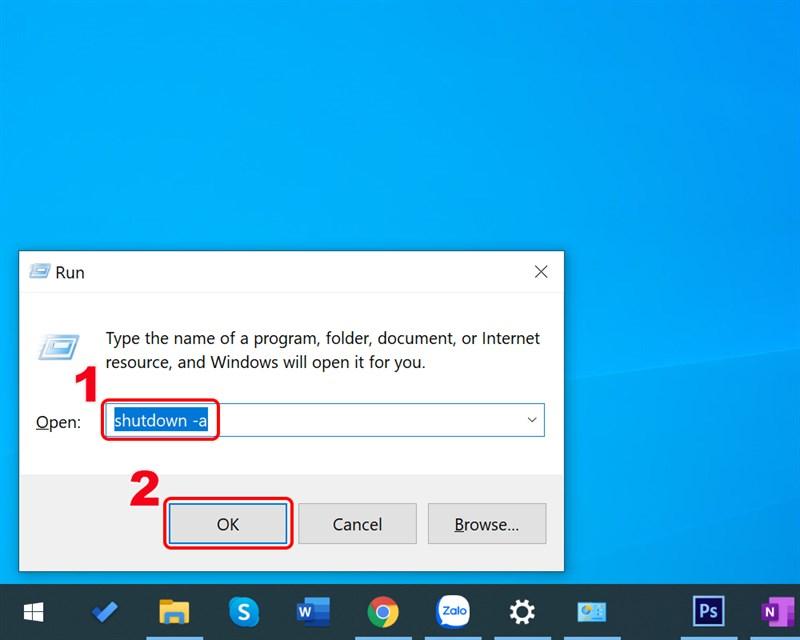 Nhập lệnh shutdown -a