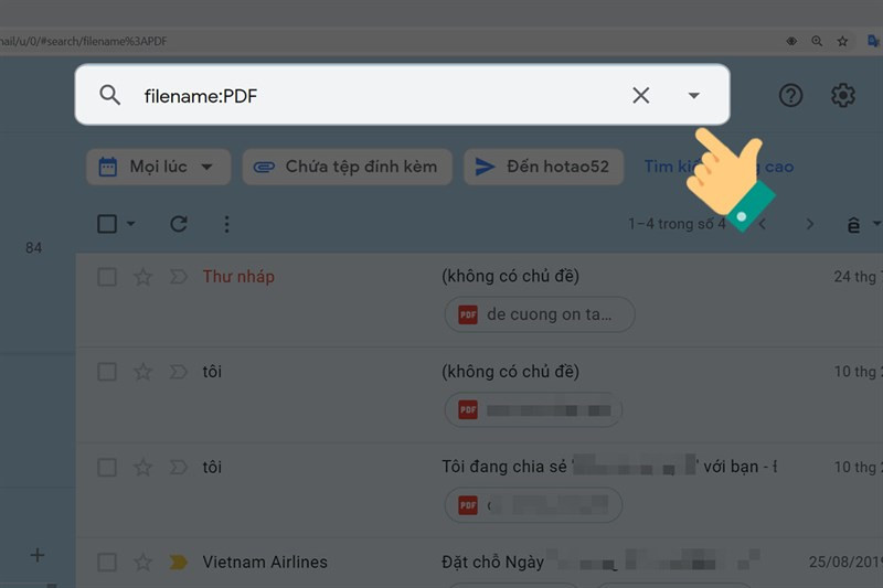 Nhập lệnh tìm kiếm: filename:PDF