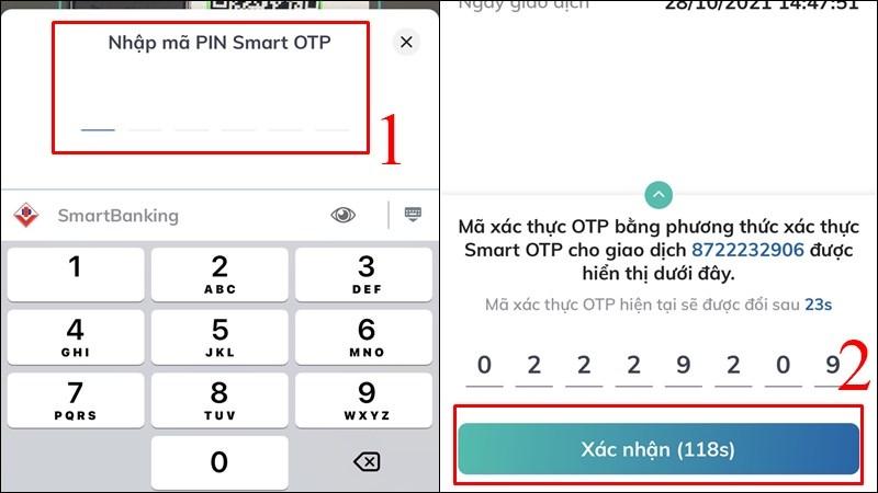 Nhập mã PIN Smart OTP