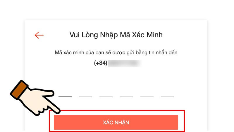 Nhập mã xác nhận