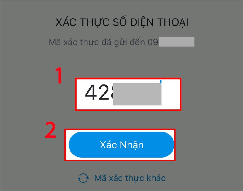 Nhập mã xác thực