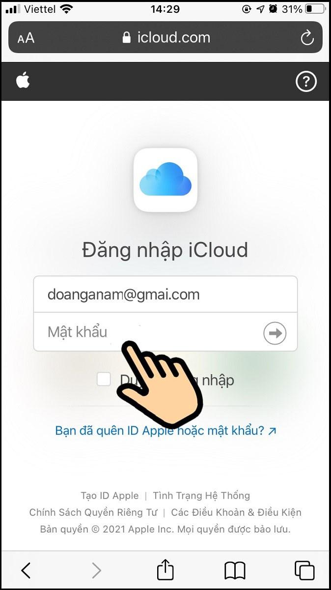 Nhập mật khẩu apple id để hoàn tất truy cập