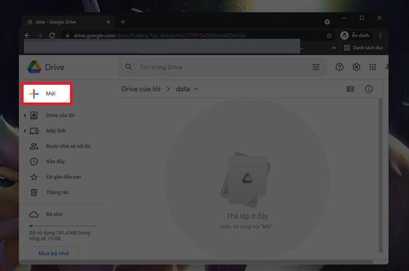 Nút + Mới trên Google Drive