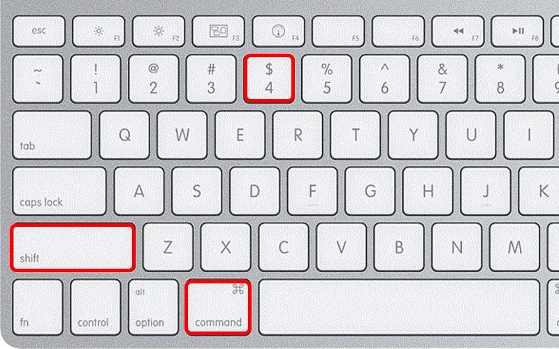 Phím tắt Command + Shift + 4