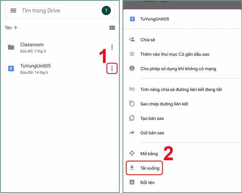 Tải file xuống điện thoại