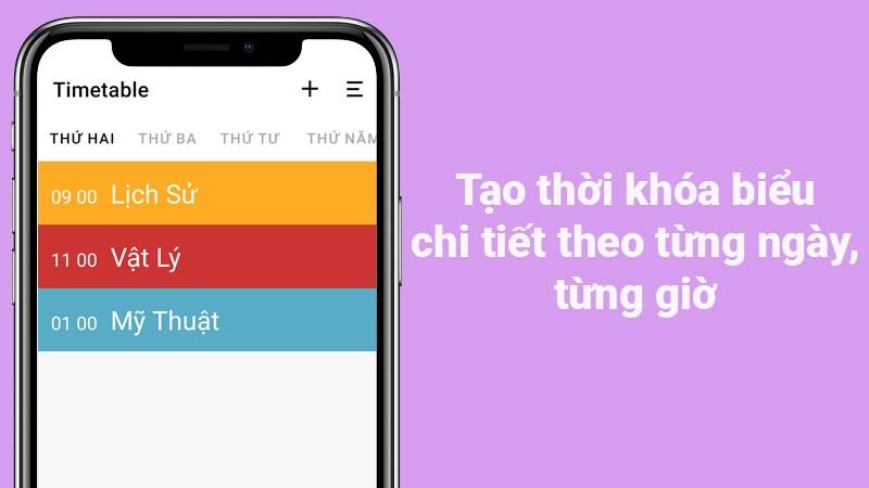 Tạo thời kh&oacute;a biểu chi tiết theo từng ng&agrave;y, từng giờ