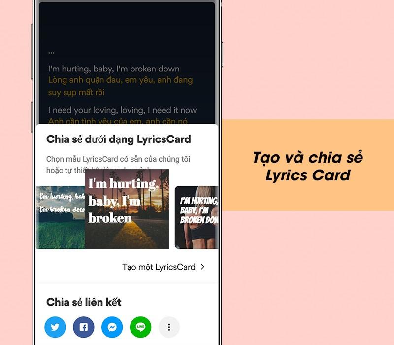 Tạo và chia sẻ Lyrics Card