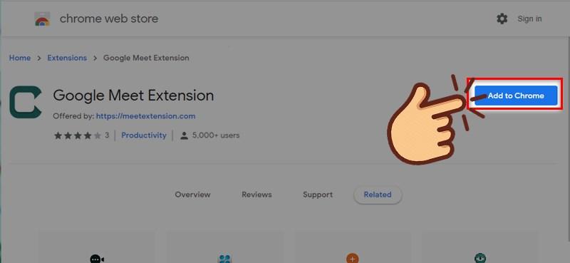 Thêm Google Meet Extension vào Chrome