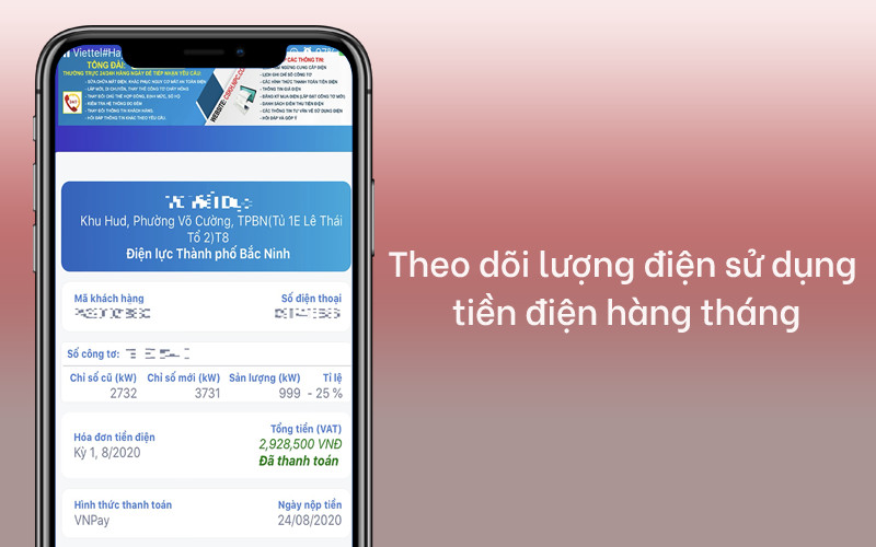 Theo d&otilde;i lượng điện sử dụng theo th&aacute;ng