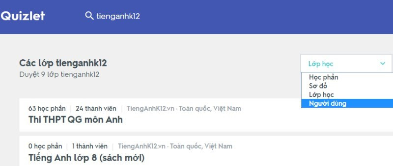 Tìm kiếm học phần