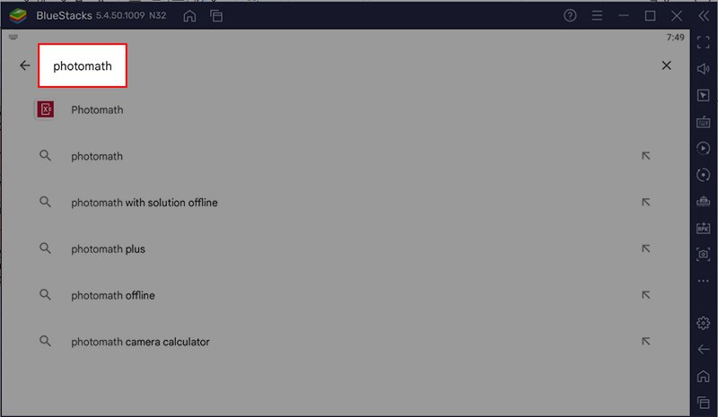 Tìm kiếm Photomath trên Play Store