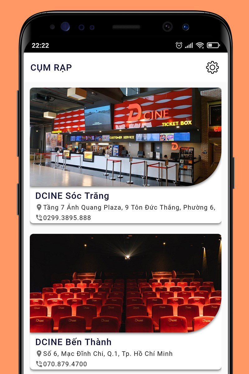 Tìm kiếm rạp phim trên Dcine Cinemas