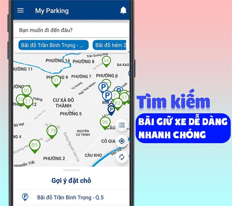 Tìm kiếm bãi giữ xe trên MyParking Viettel Business Solutions Corporation