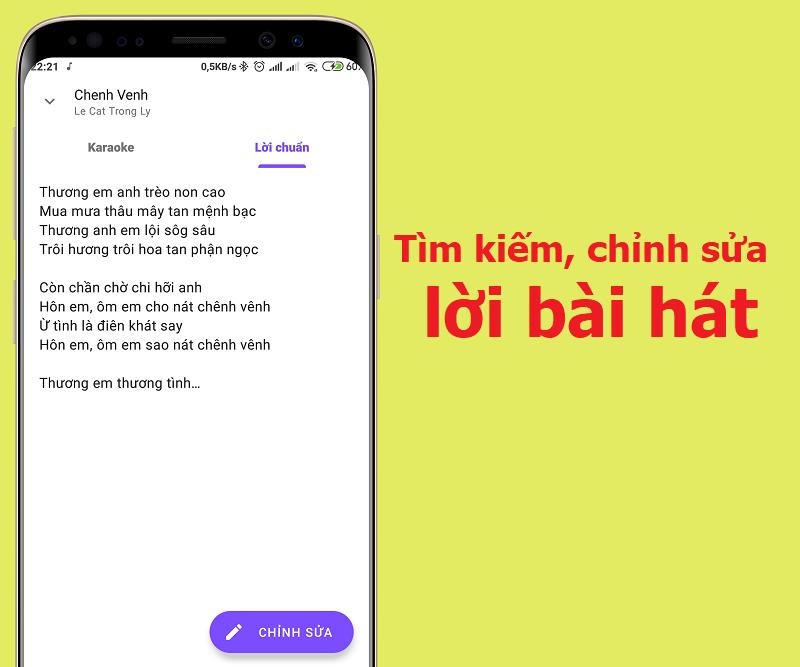 T&igrave;m kiếm chỉnh sửa lời bài h&aacute;t