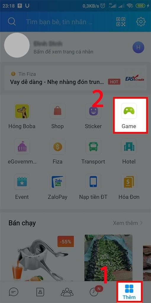 T&igrave;m mục Game tr&ecirc;n Zalo