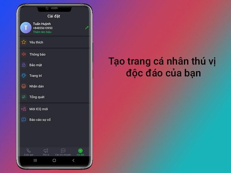 Trang cá nhân trên ICQ New