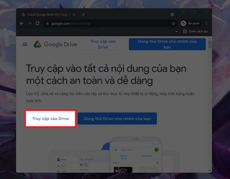 Truy cập vào Google Drive