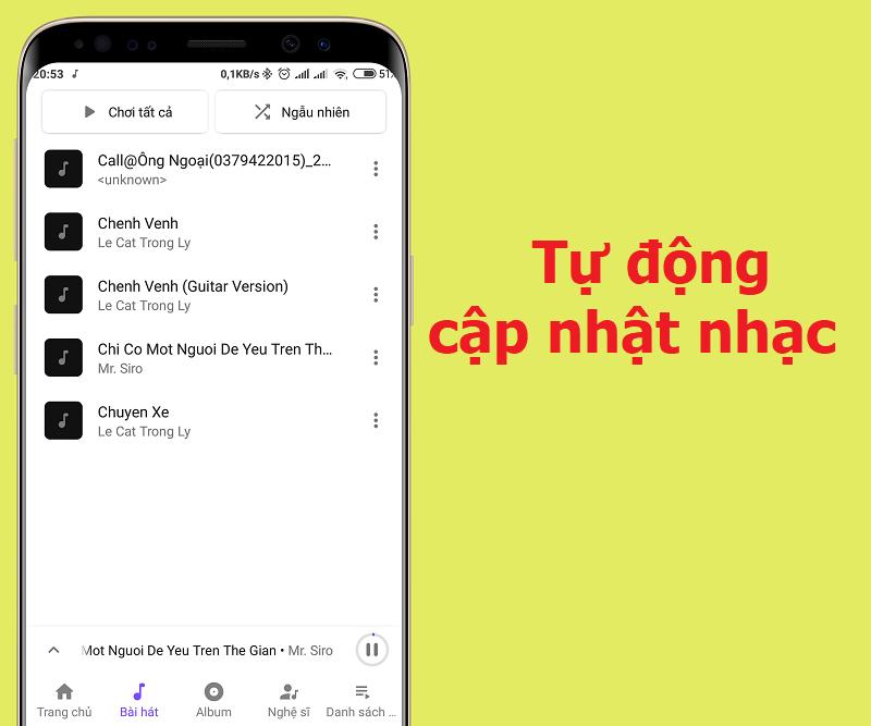 Tự động cập nhật nhạc trên thiết bị