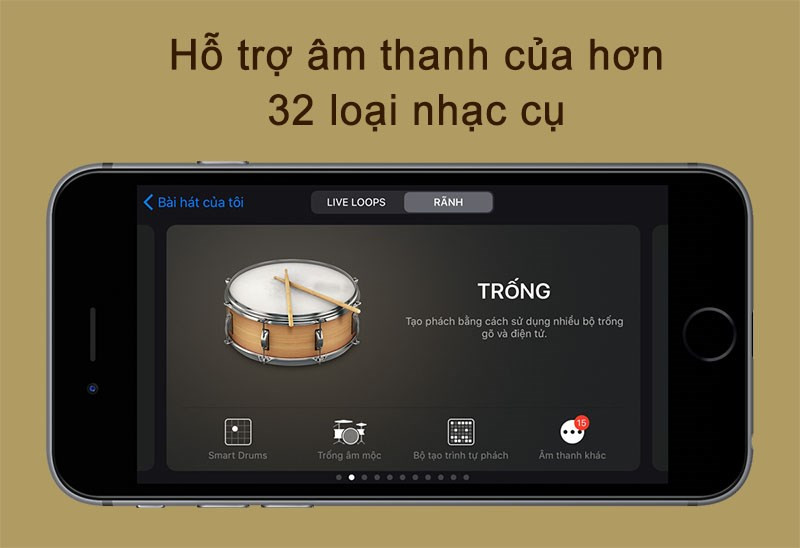  ứng dụng GarageBand hỗ trợ &acirc;m thanh của hơn 32 loại nhạc cụ