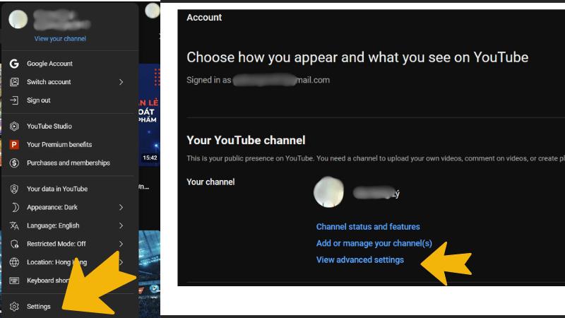 Vào cài đặt Youtube