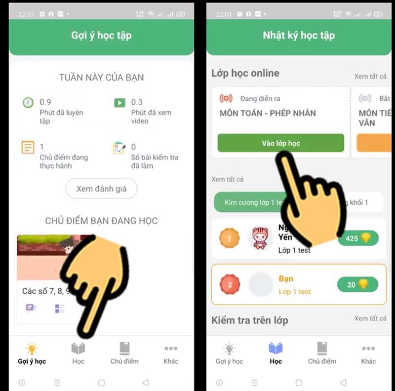 Vào lớp học trên VioEdu