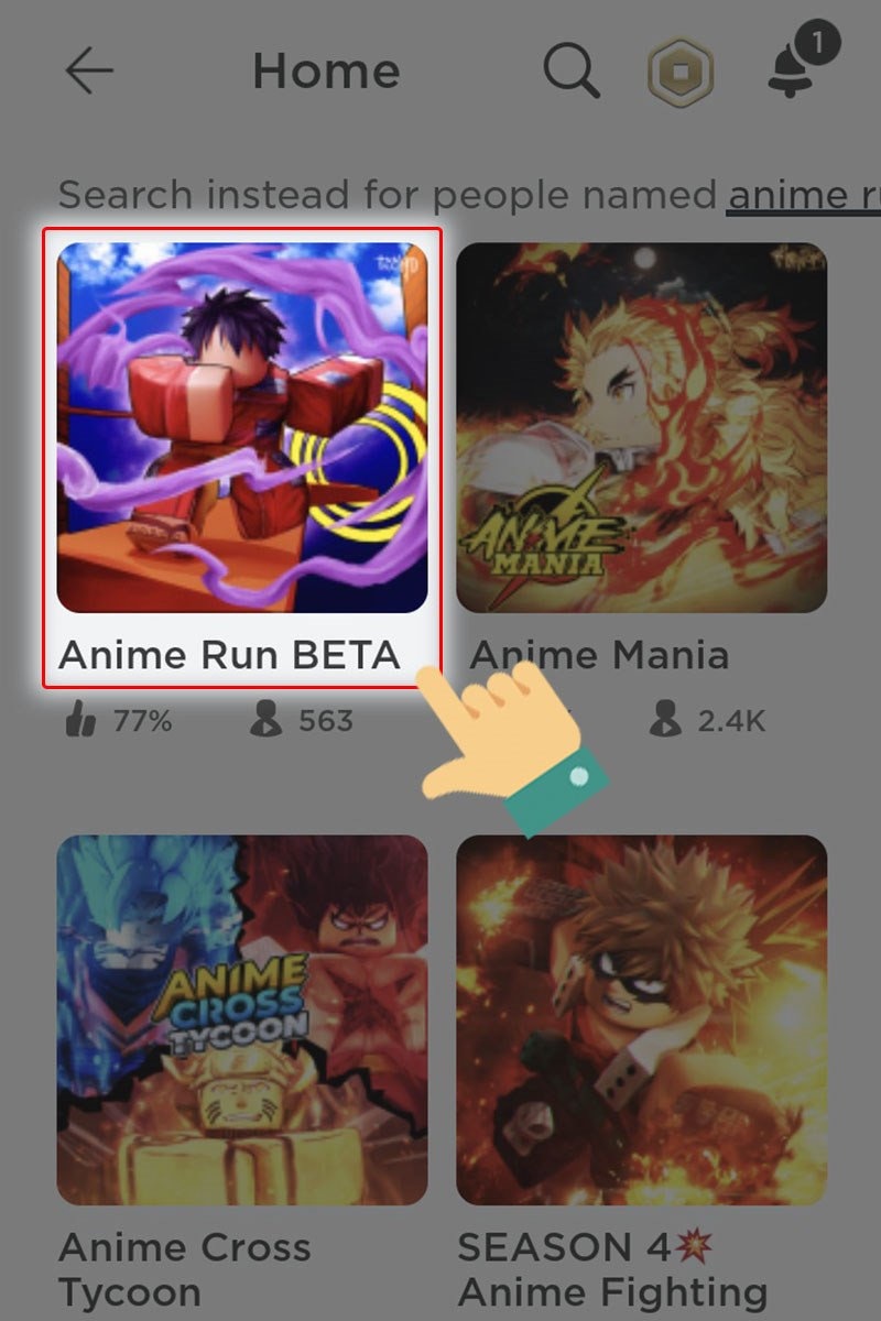 Vào Roblox và chọn Anime Run Beta